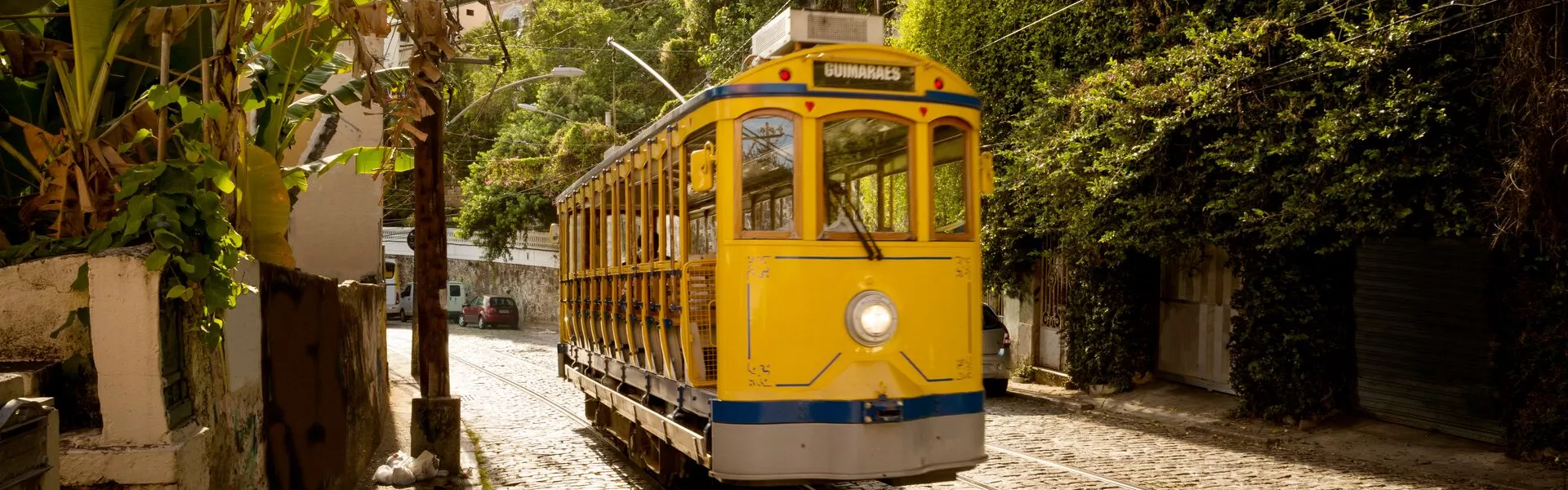 Yellow tram in Rio, Brazil