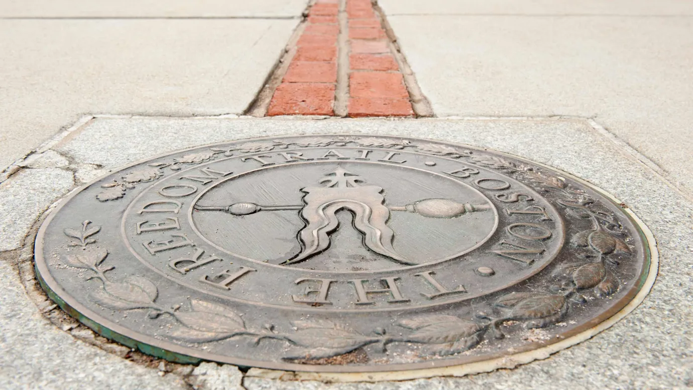 Freedom Trail Marker in Boston, USA