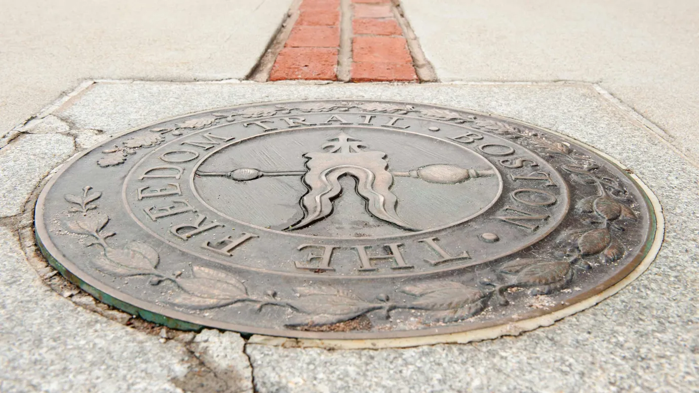 Freedom Trail Marker in Boston, USA