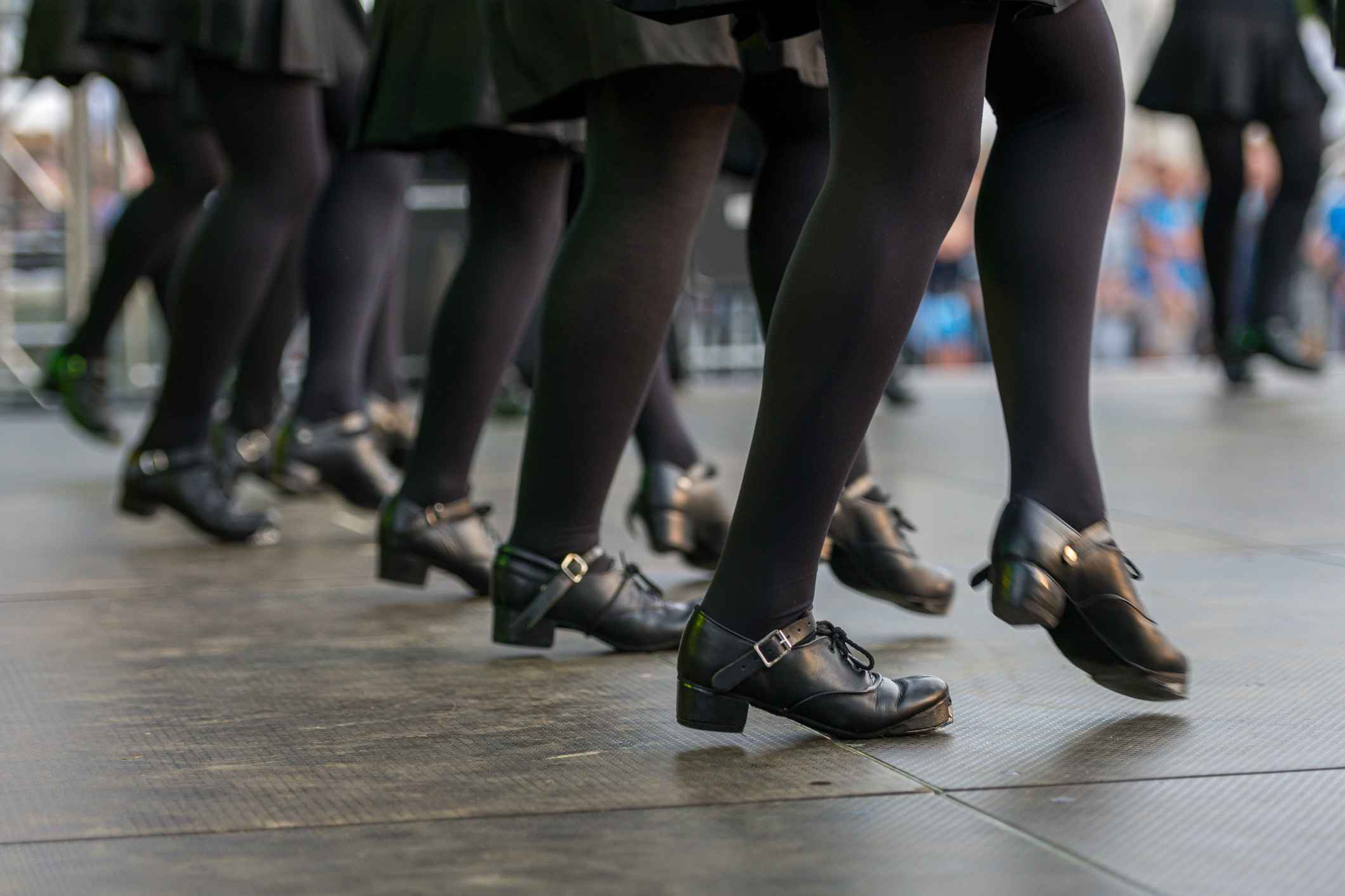 Close up of legs performing traditional Irish dance