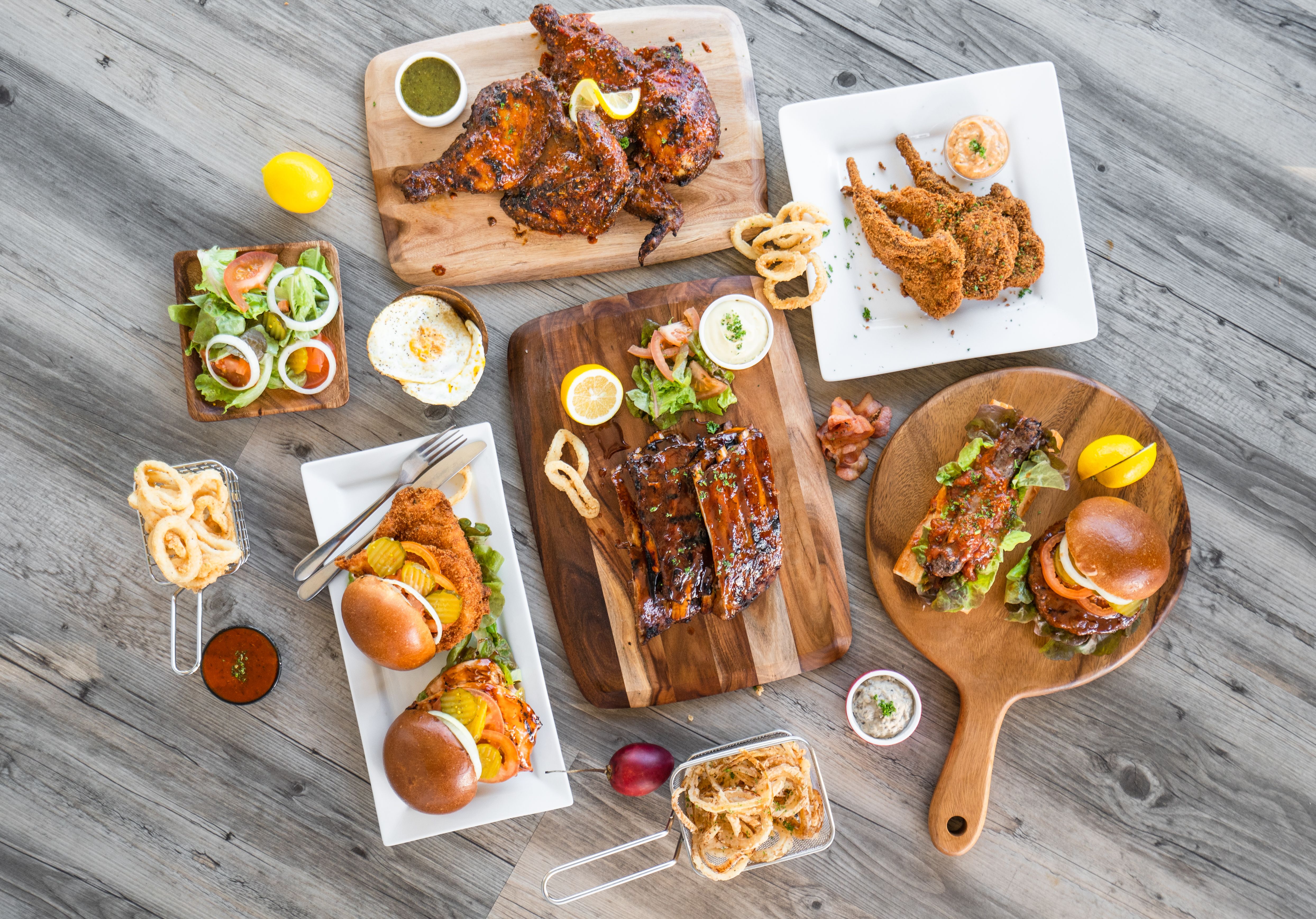 Birds-eye view of traditional local New Zealand cuisine