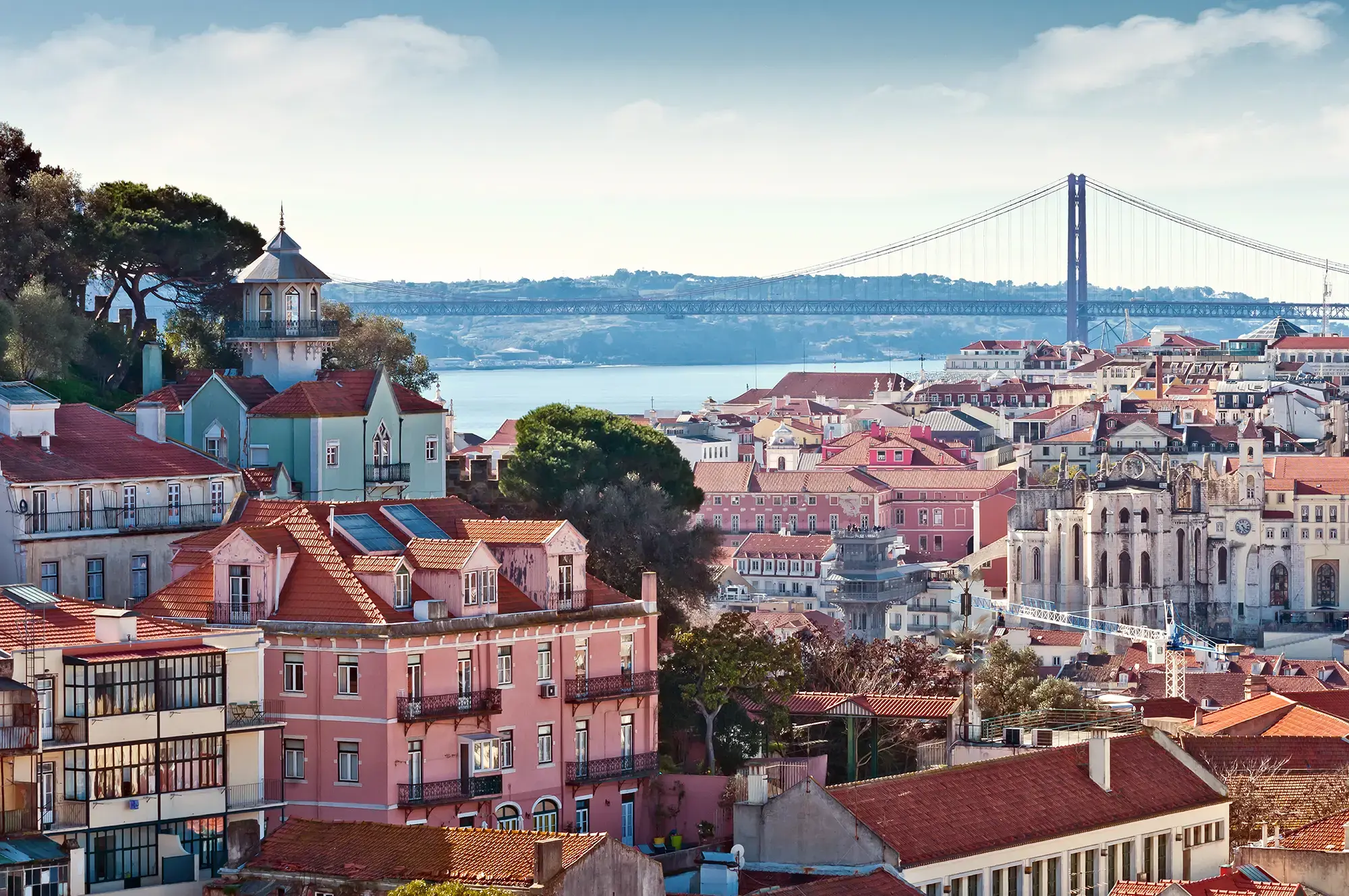 The urban skyline of Lisbon, Portugal