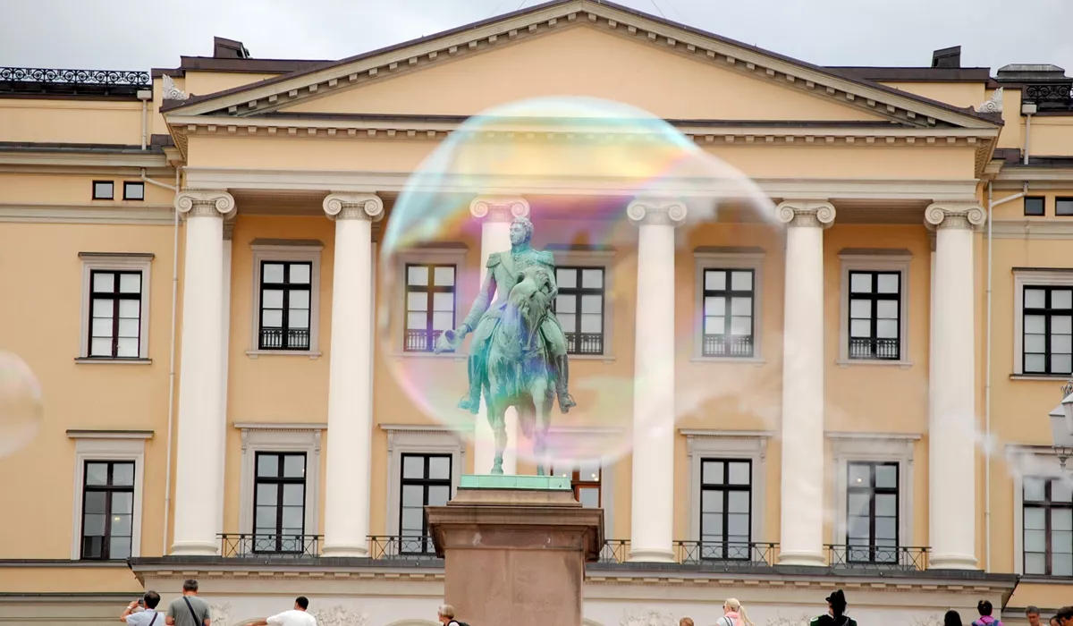 Scandinavia Norway Royal Palace with equestrian statue of King Carl Johan