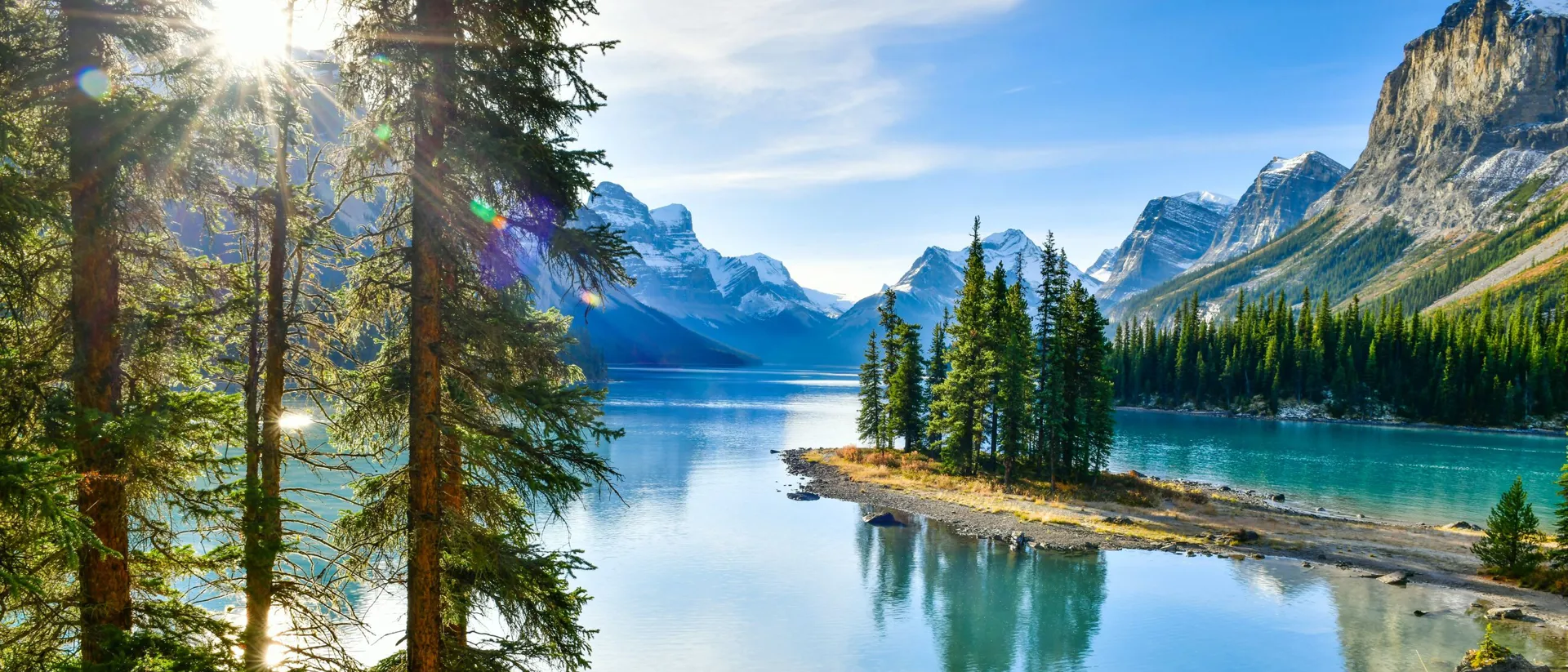 Spirit Island in Maligne Lake, Jasper National Park, Alberta, Canada