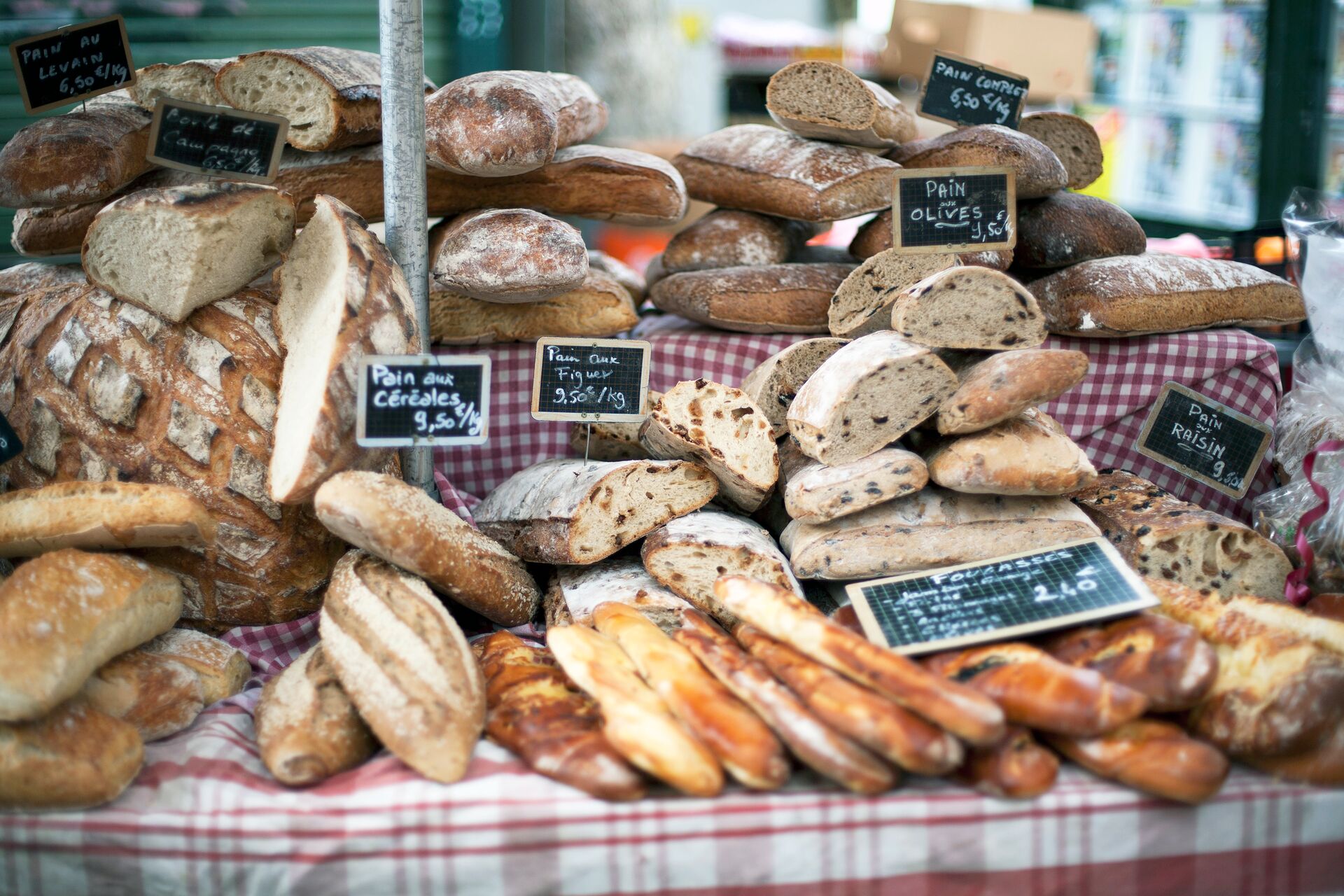 French breads on a market