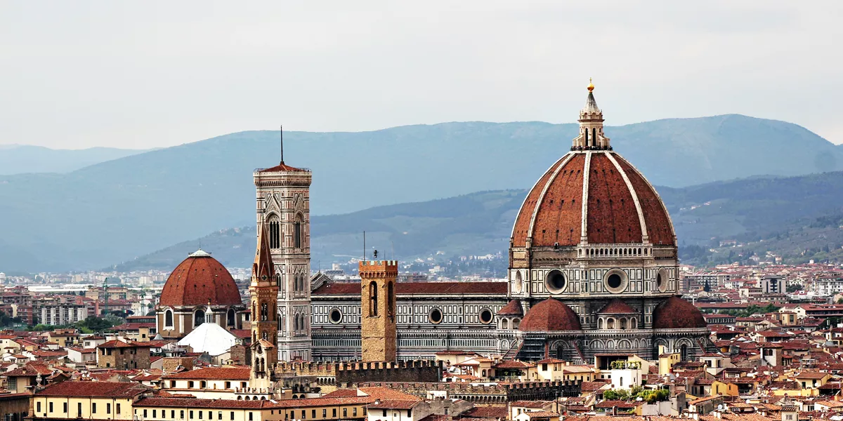 A panoramic view of Florence with cathedral Santa Maria Del Fiore, Italy