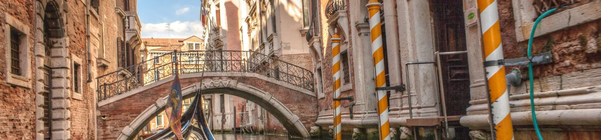 Gondola on a small canal in Venice, Italy