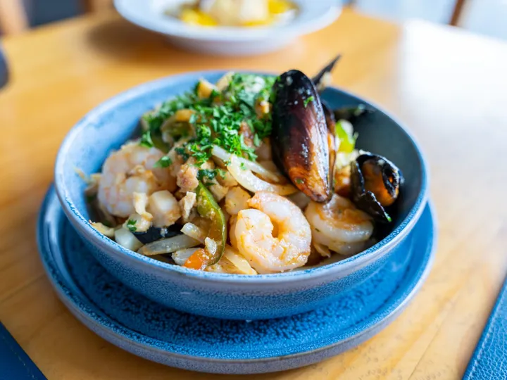 Delicious mix ceviche, sea food entrance with shrimp, octopus, shells, fish
