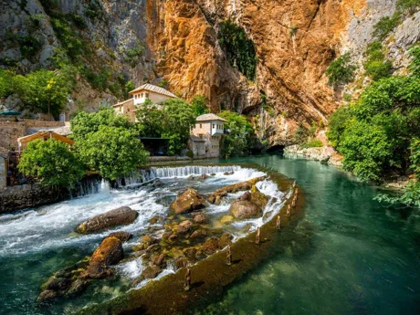 Vrelo Bune located at the spring of the Buna River near Blagaj in Bosnia