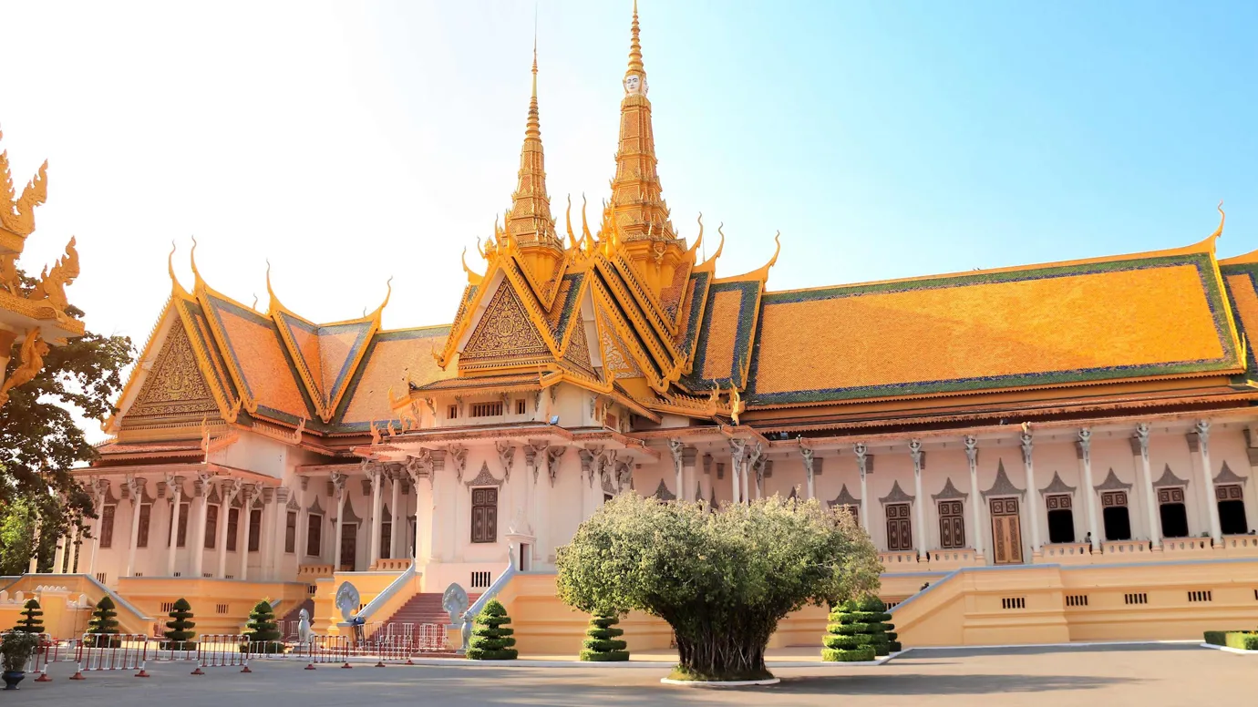 Exterior of Temple of Emerald Buddha, Royal Palace in Phnom Penh, Cambodia