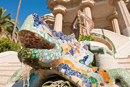 Gaudi Colorful Mosaic Dragon Parc Gu Ell Catalonia Barcelona Spain