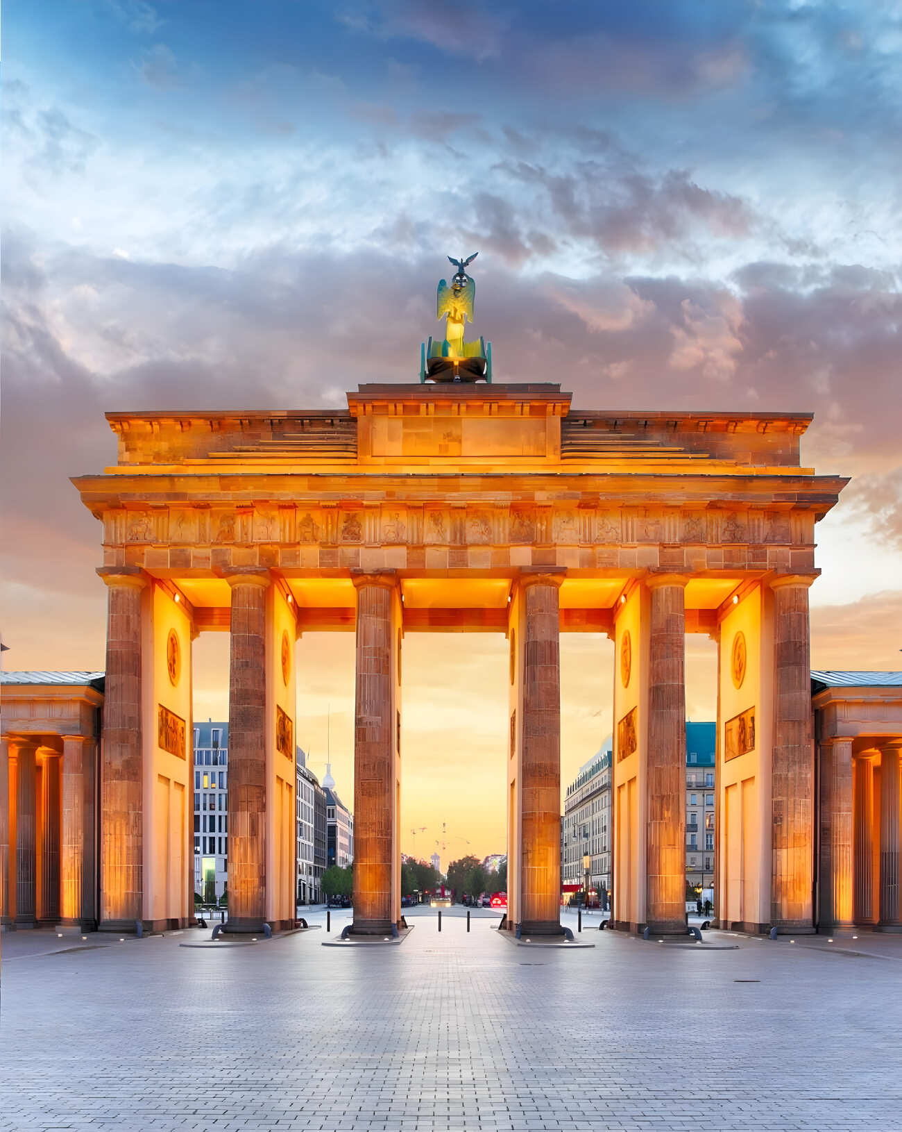Brandenburg Gate in Berlin Germany at sunrise