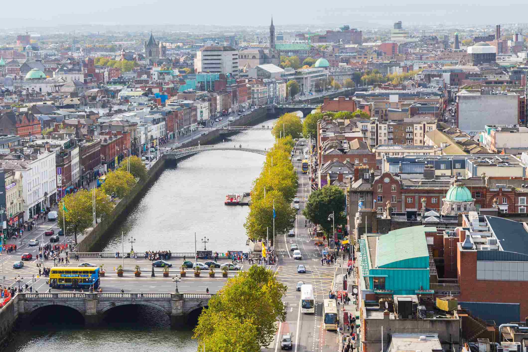 Aerial cityscape of Dublin