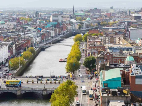 Aerial cityscape of Dublin