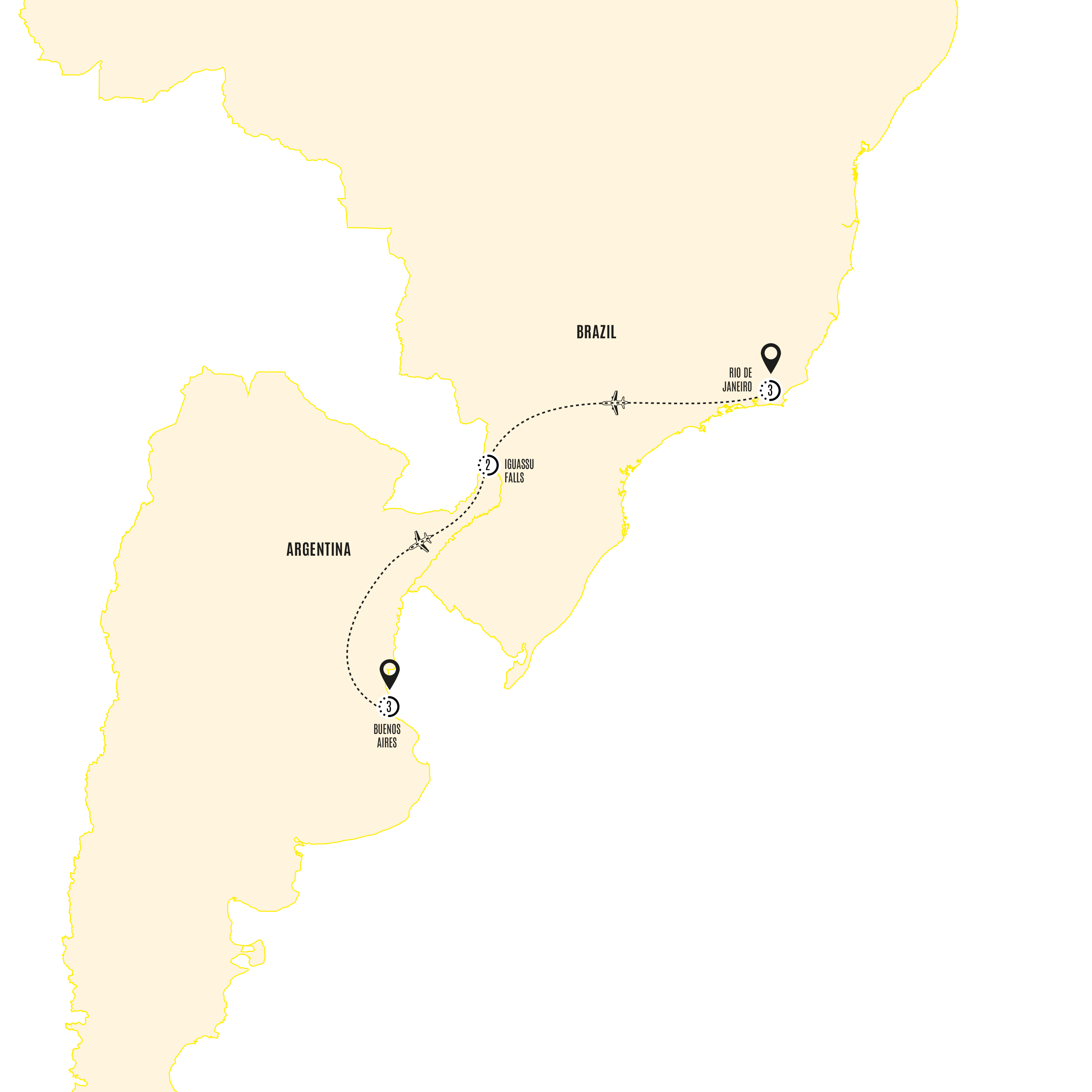 South America Samba Guided Tour Map