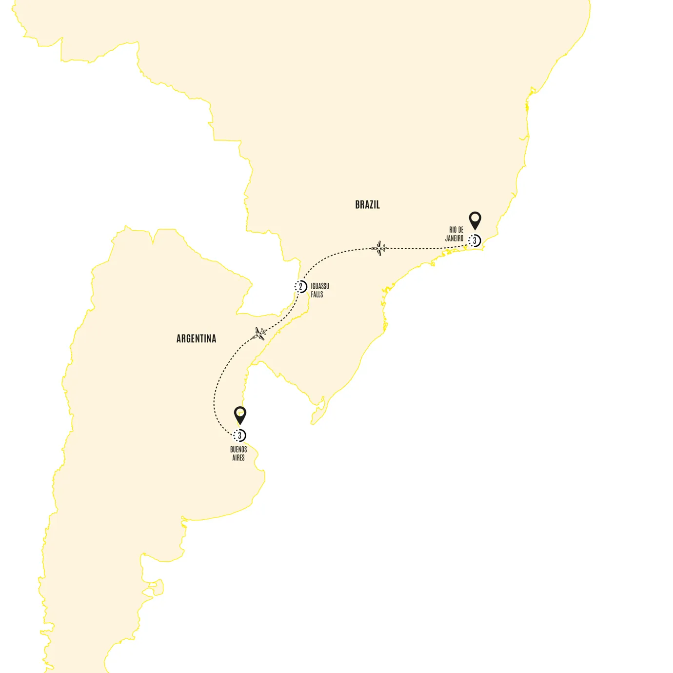 South America Samba Guided Tour Map