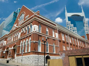 Exterior view of the Ryman Auditorium in Nashville, Tennessee, USA