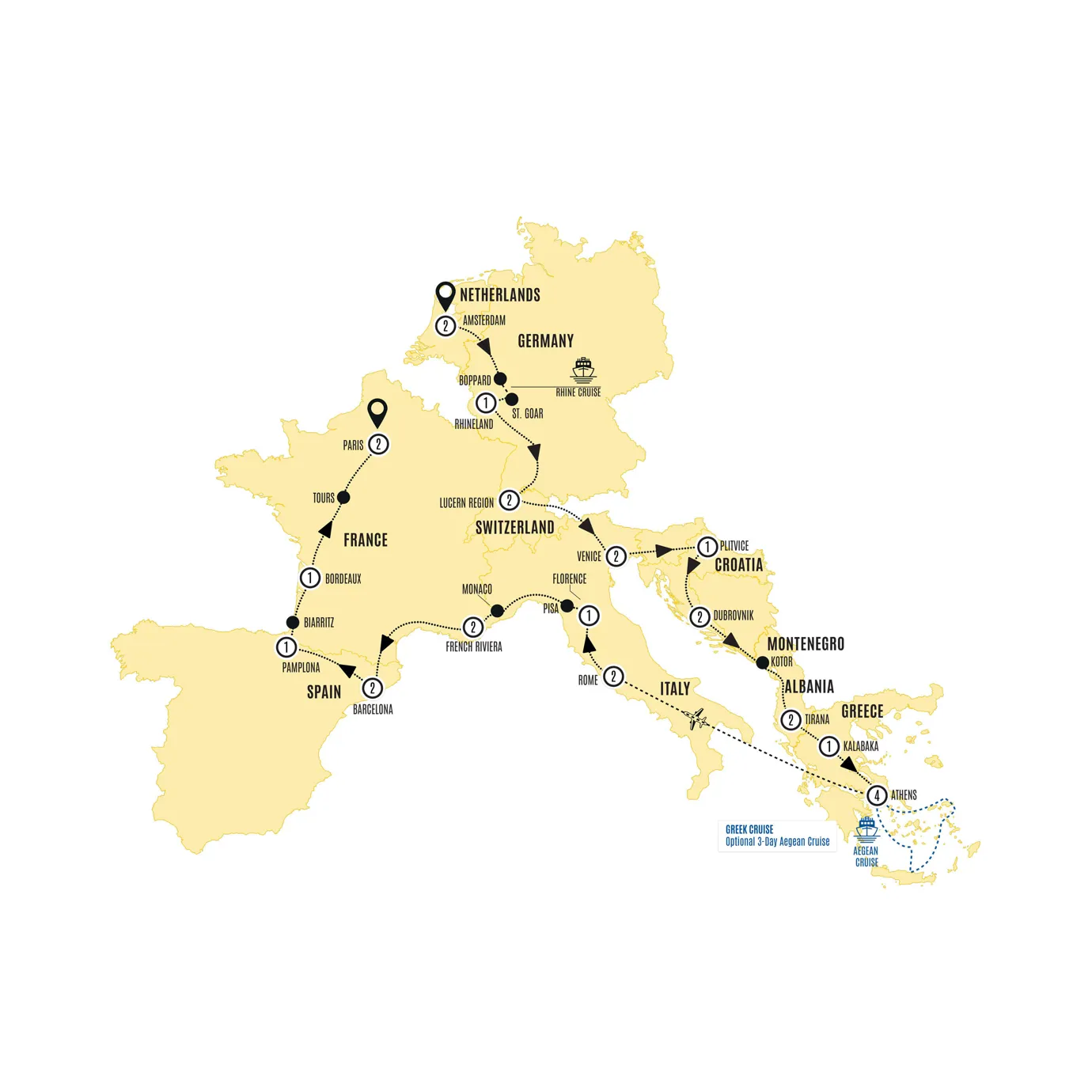 European Discoverer Guided Tour Map 2025