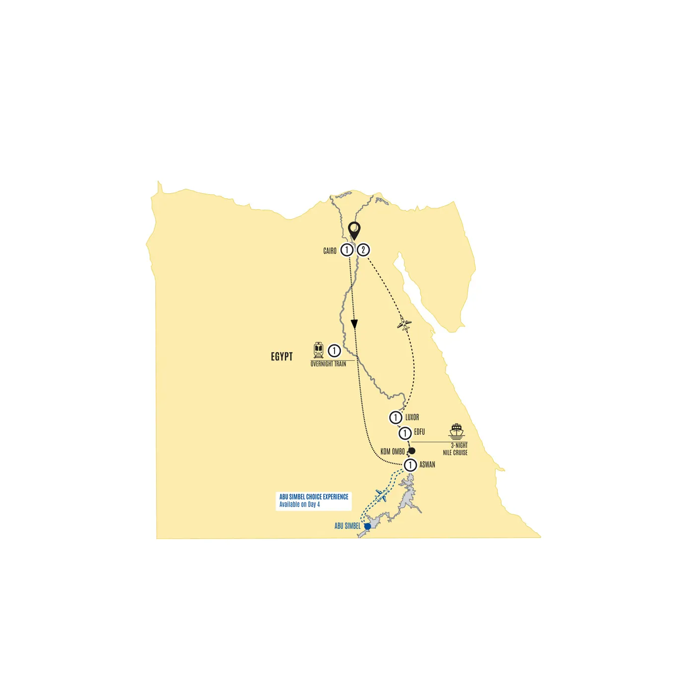 Egypt Explorer with Nile Cruise Guided Tour Map 2026