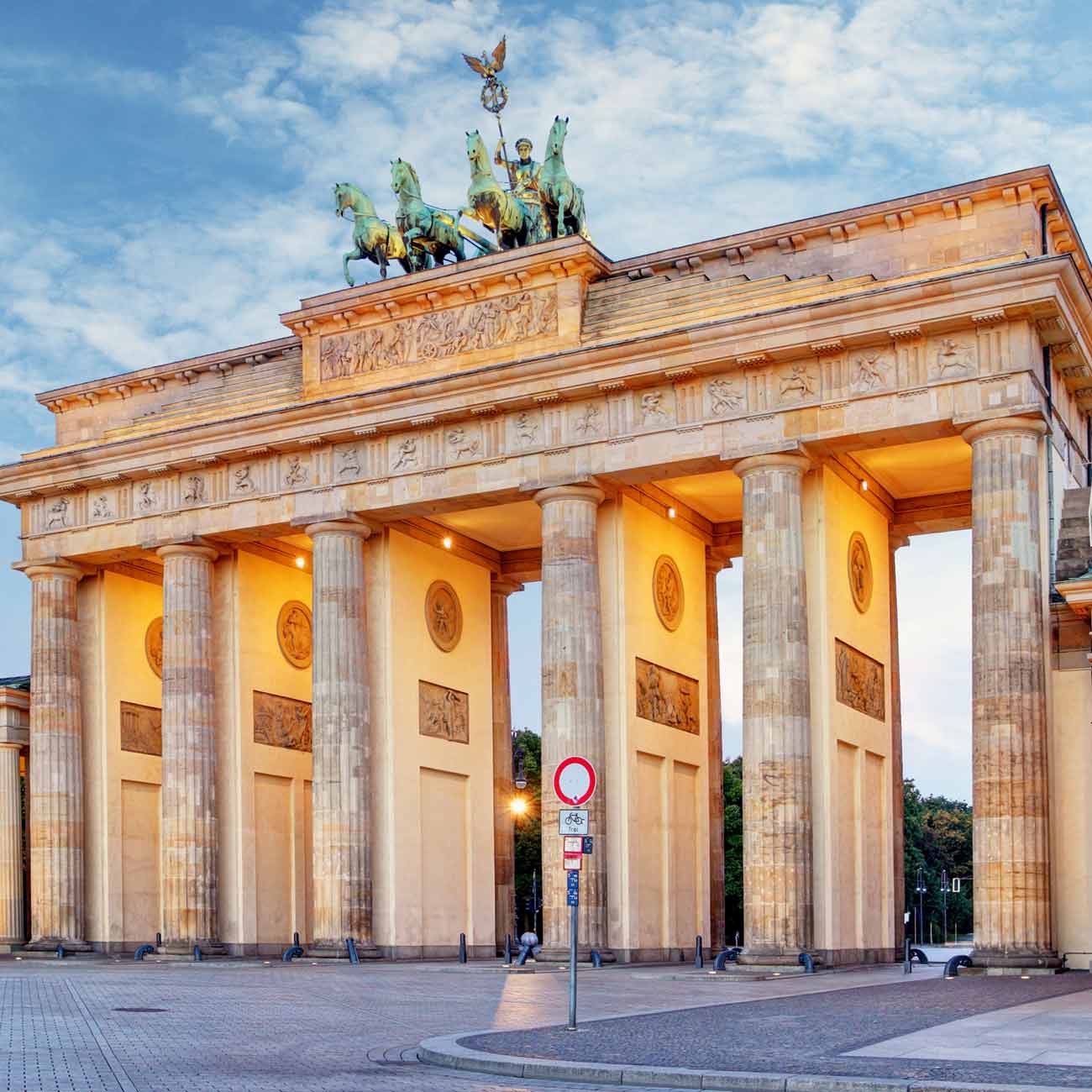 Brandenburg Gate with horse statues on top of it, Berlin, Germany 