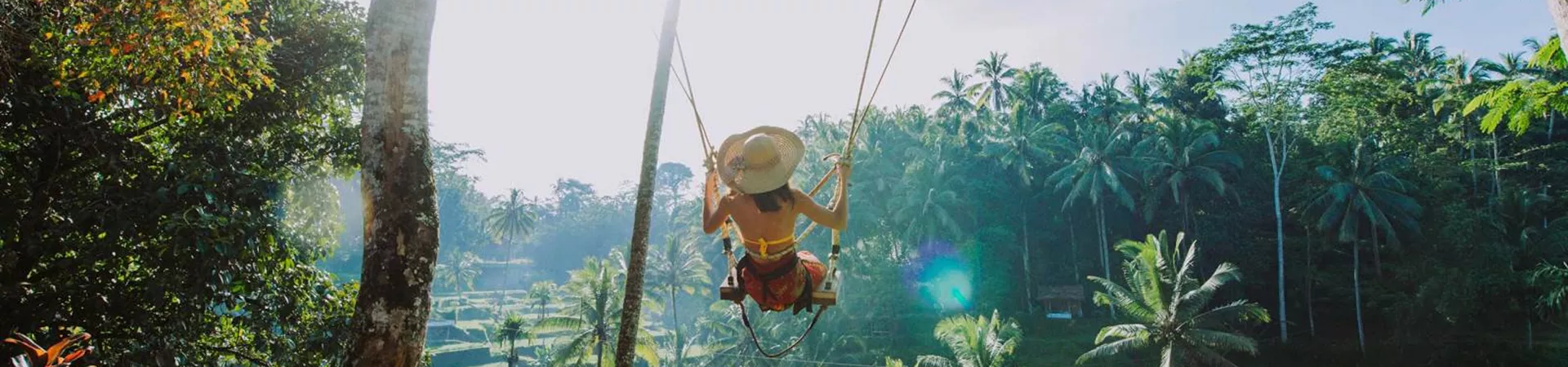 A traveller on a swing