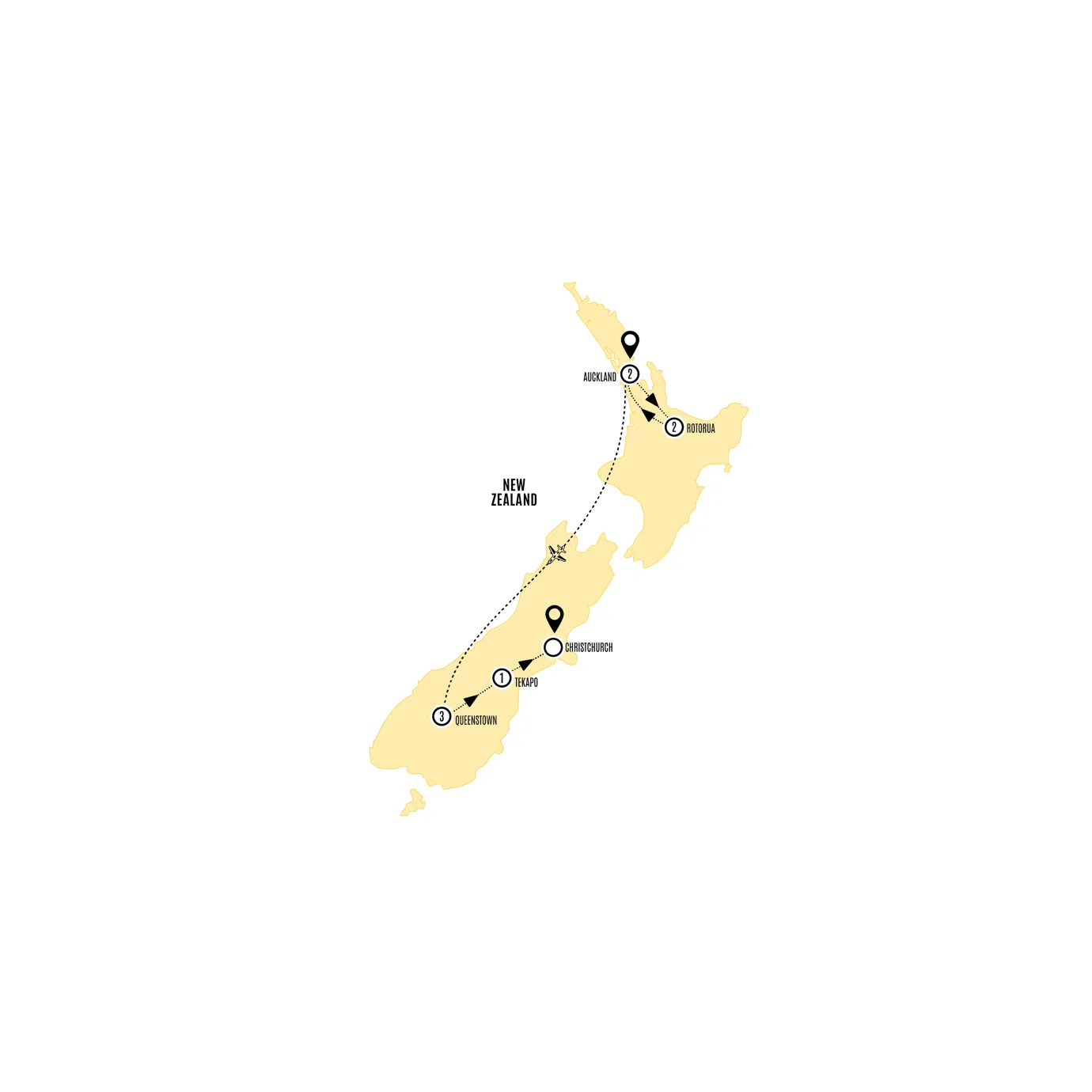 Bucket List New Zealand Guided Tour Map