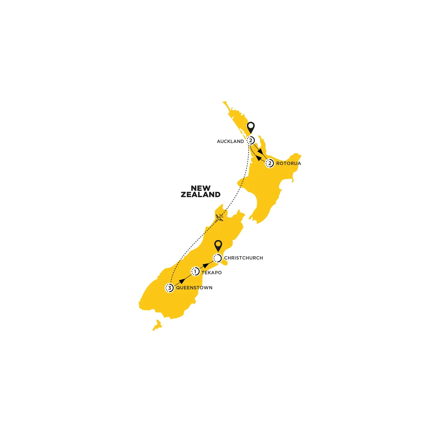 Bucket List New Zealand Guided Tour Map