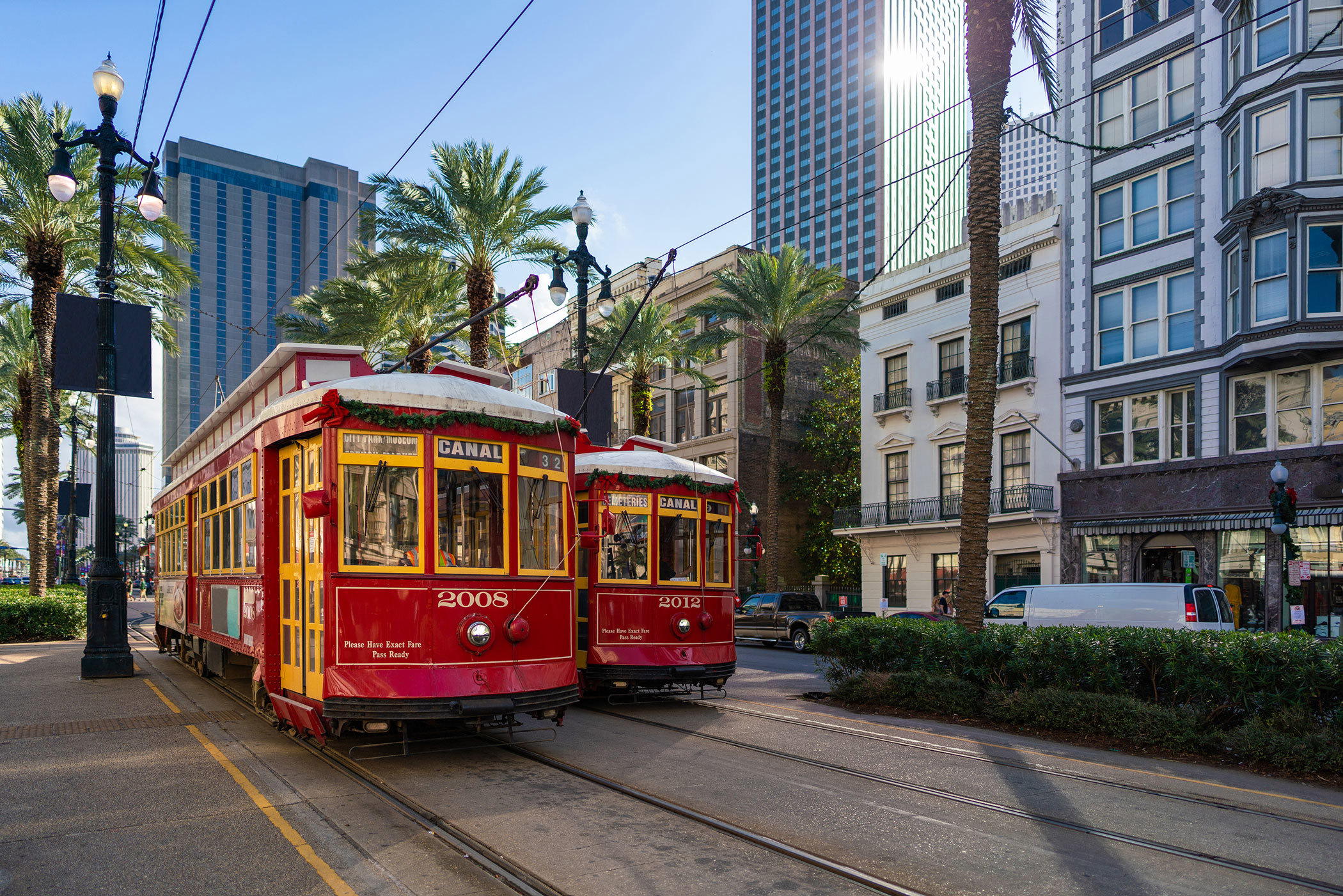 Street Cars in Canal Street, New Orleans, Louisiana, USA