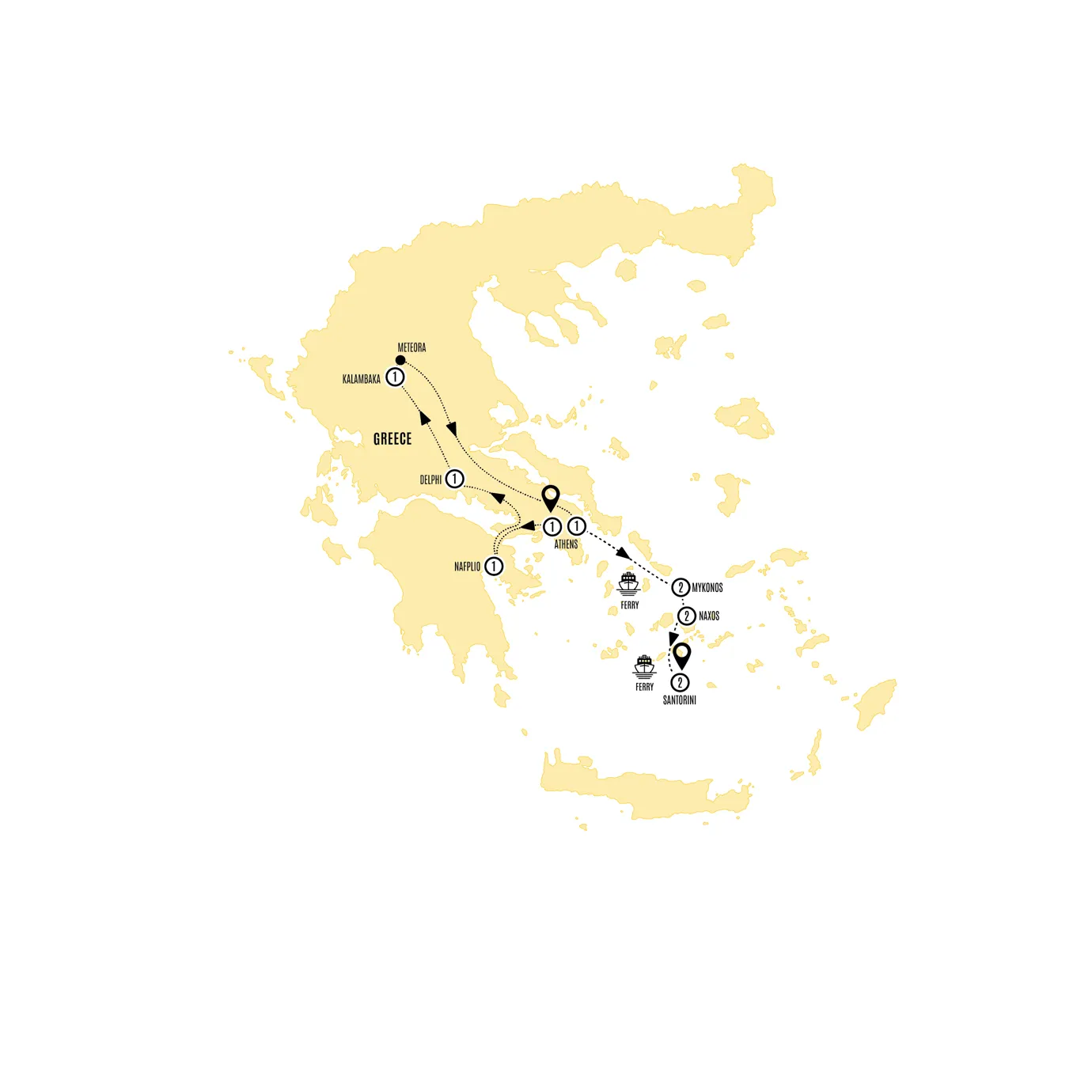 Highlights Greece Island Explorer Guided Tour Map 2027