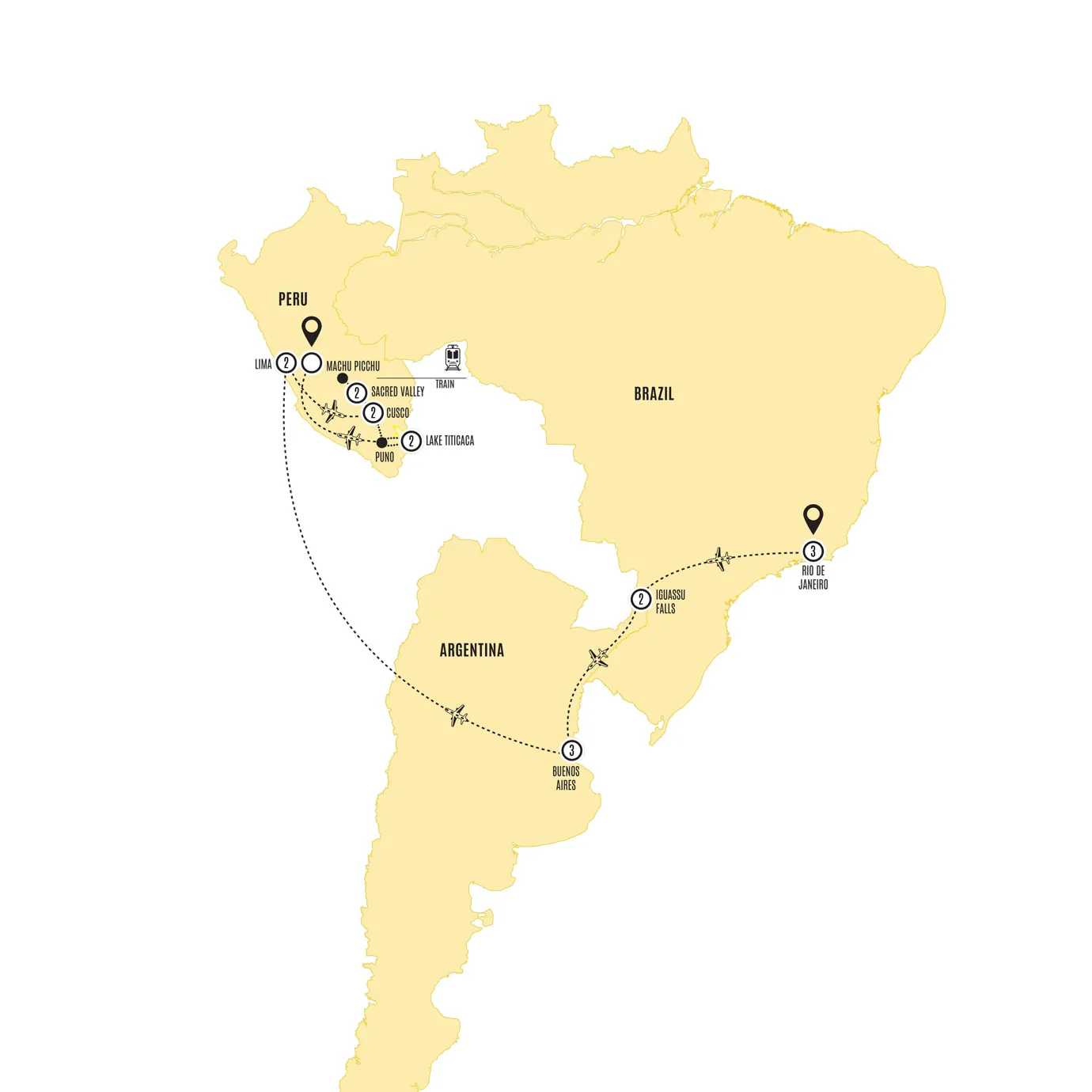 South America Discovery Puno Lake Titicaca Extension Guided Tour Map 2026