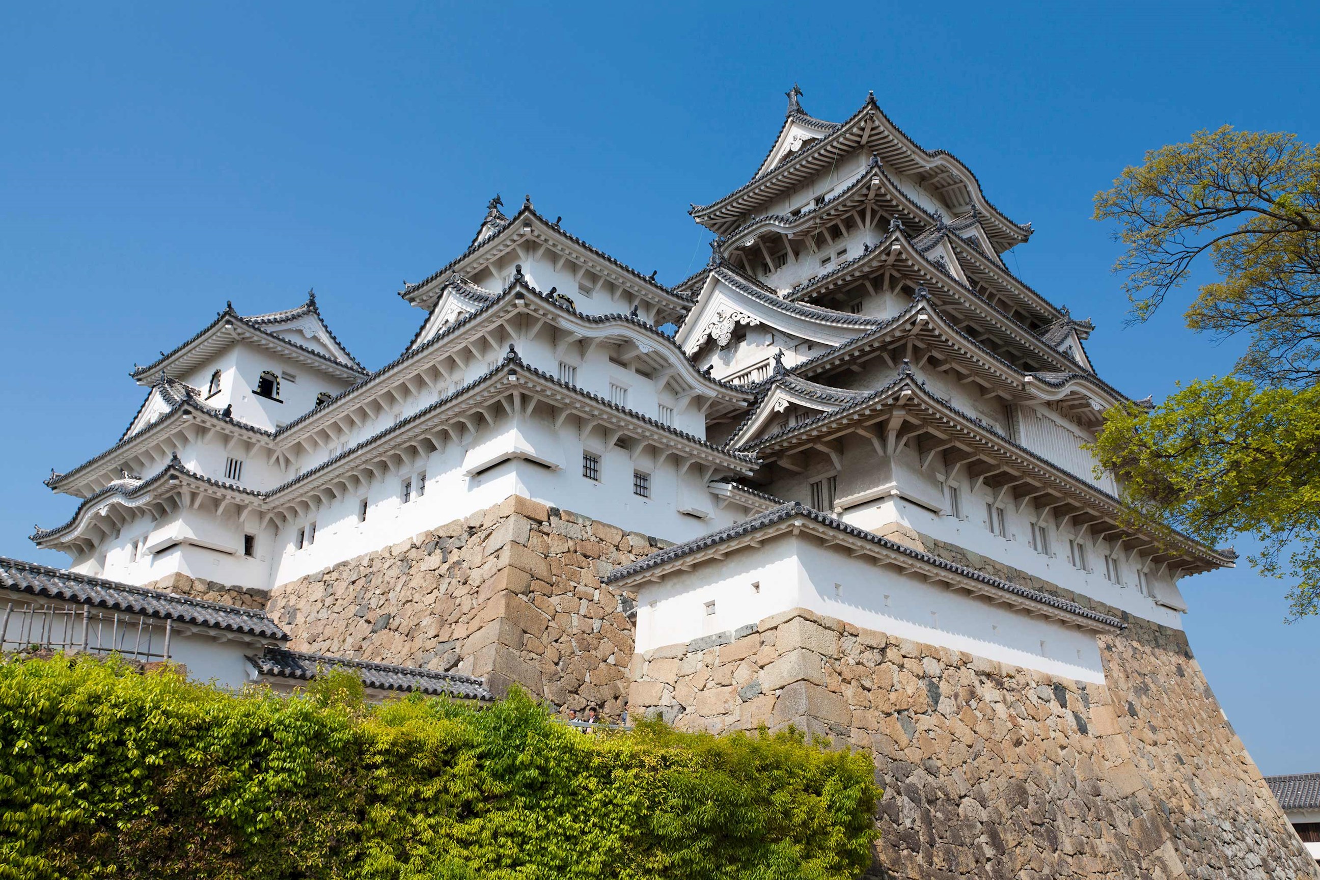 Exterior view of historic Himeji Castle in Japan
