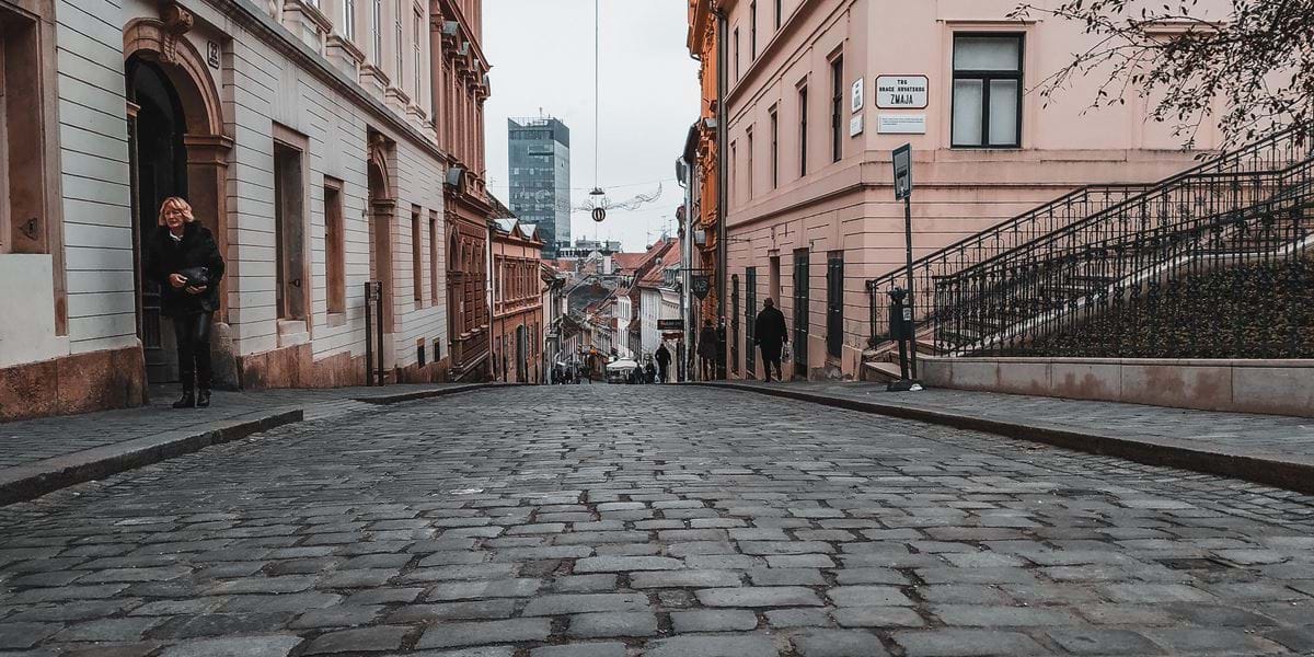 a small street in Zagreb Croatia