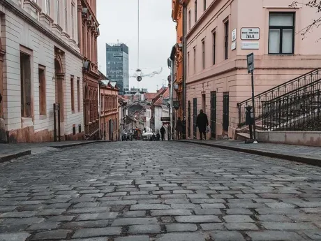 a small street in Zagreb Croatia