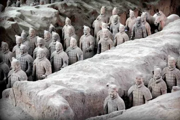 Clay soldiers from above in Vietnam