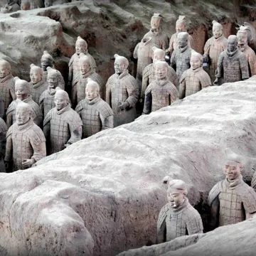 Clay soldiers from above in Vietnam