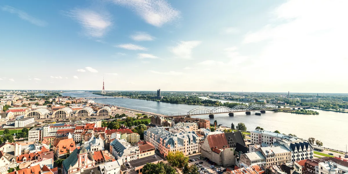 An aerial view of Riga, Latvia