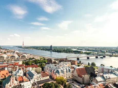 An aerial view of Riga, Latvia