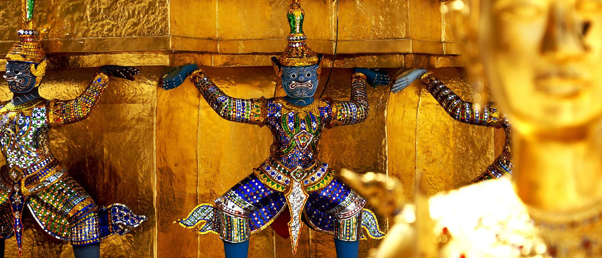 Golden idols statues in temple