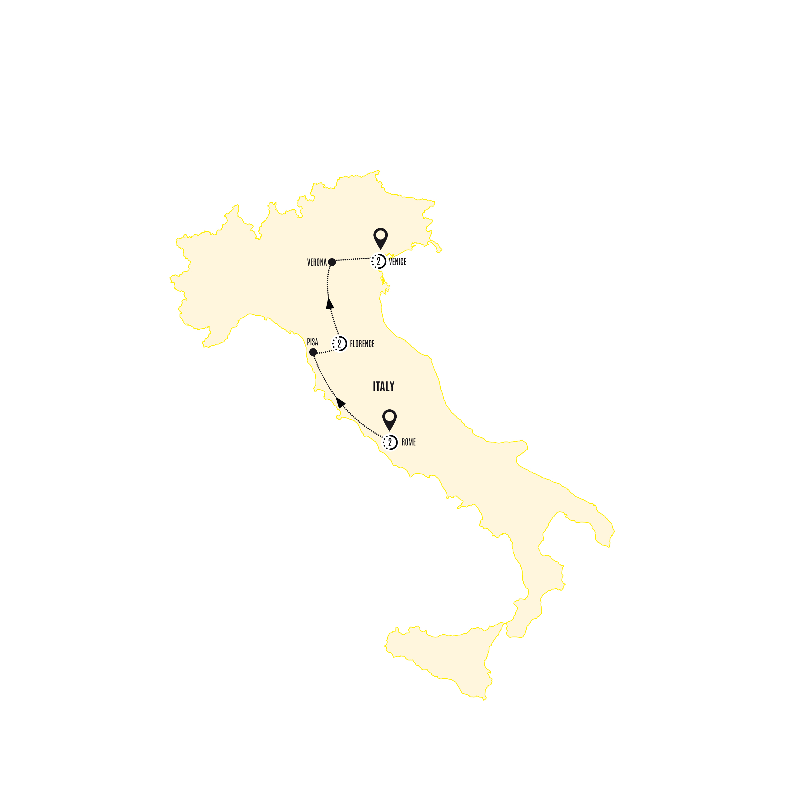 Jewels Italy Guided Tour Map