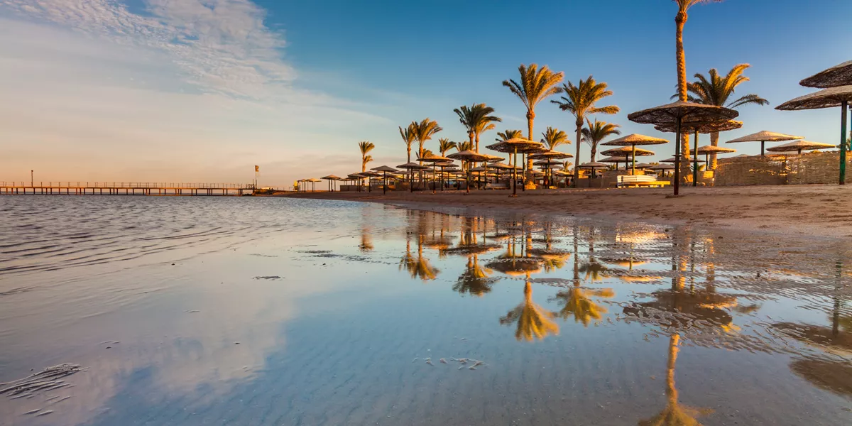 Beach and palms, Hurgada, Egypt