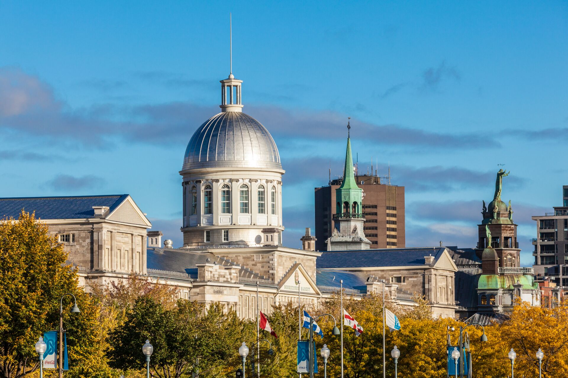 Aerial shot of Montreal and some of the buildings in the skyline, Canada