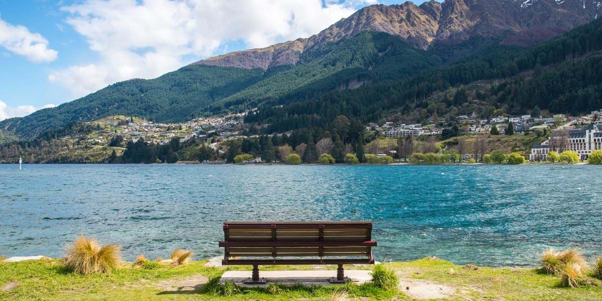 View of a lake in Queenstown New Zealand