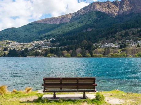 View of a lake in Queenstown New Zealand