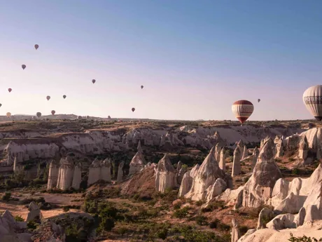 Famous hot air balloons in Cappadocia, Turkiye