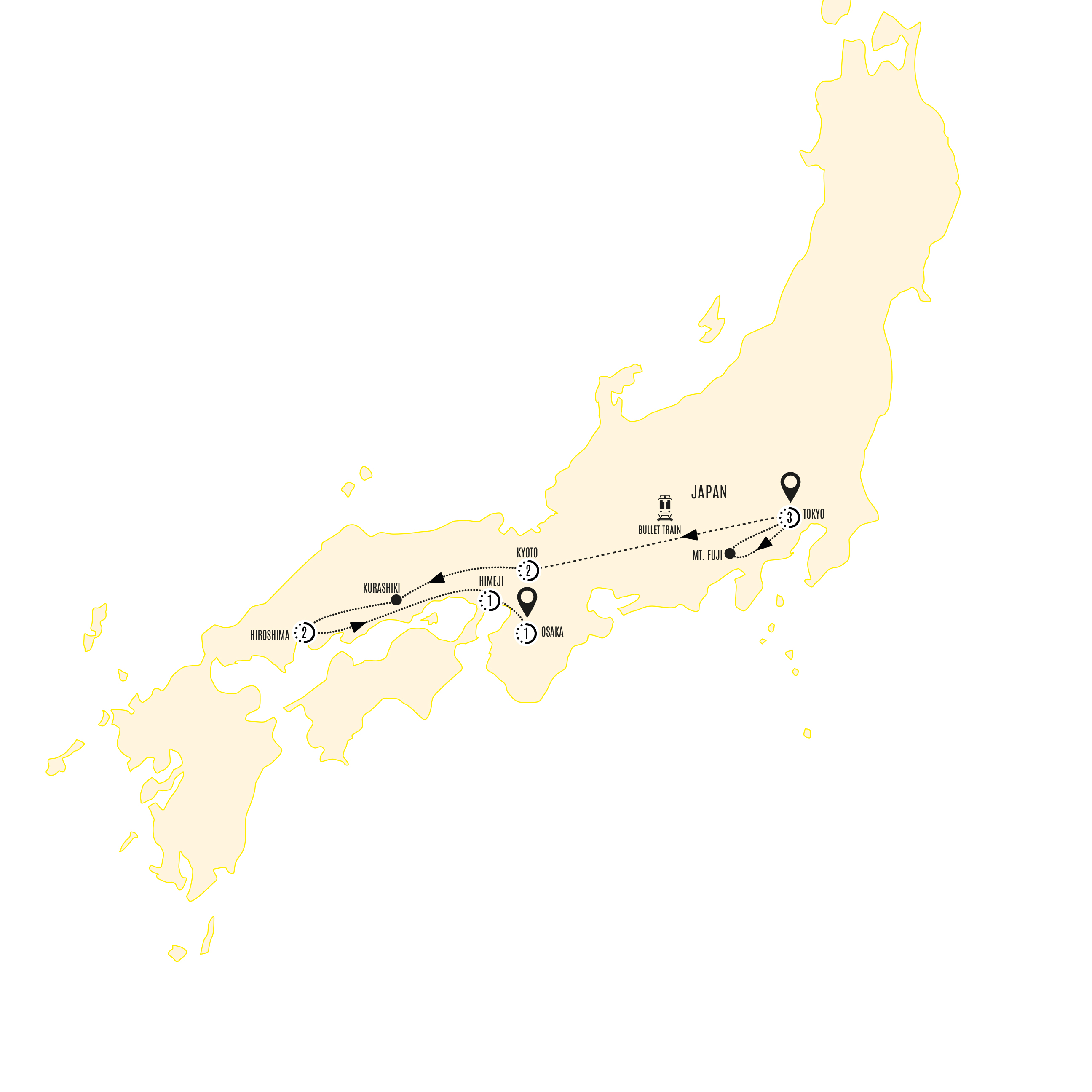 Japan Discovery Guided Tour Map