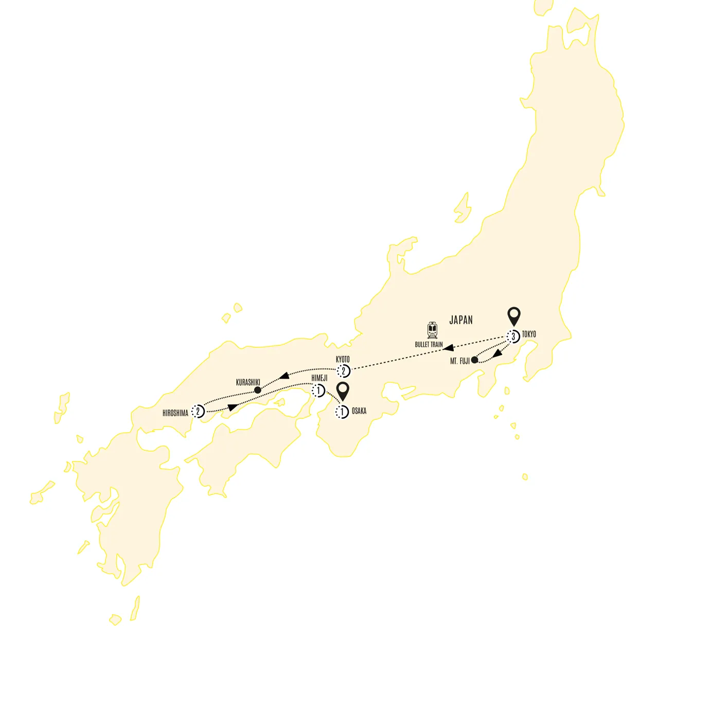 Japan Discovery Guided Tour Map