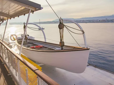 Boat on the water in Lucerne Lake, Switzerland