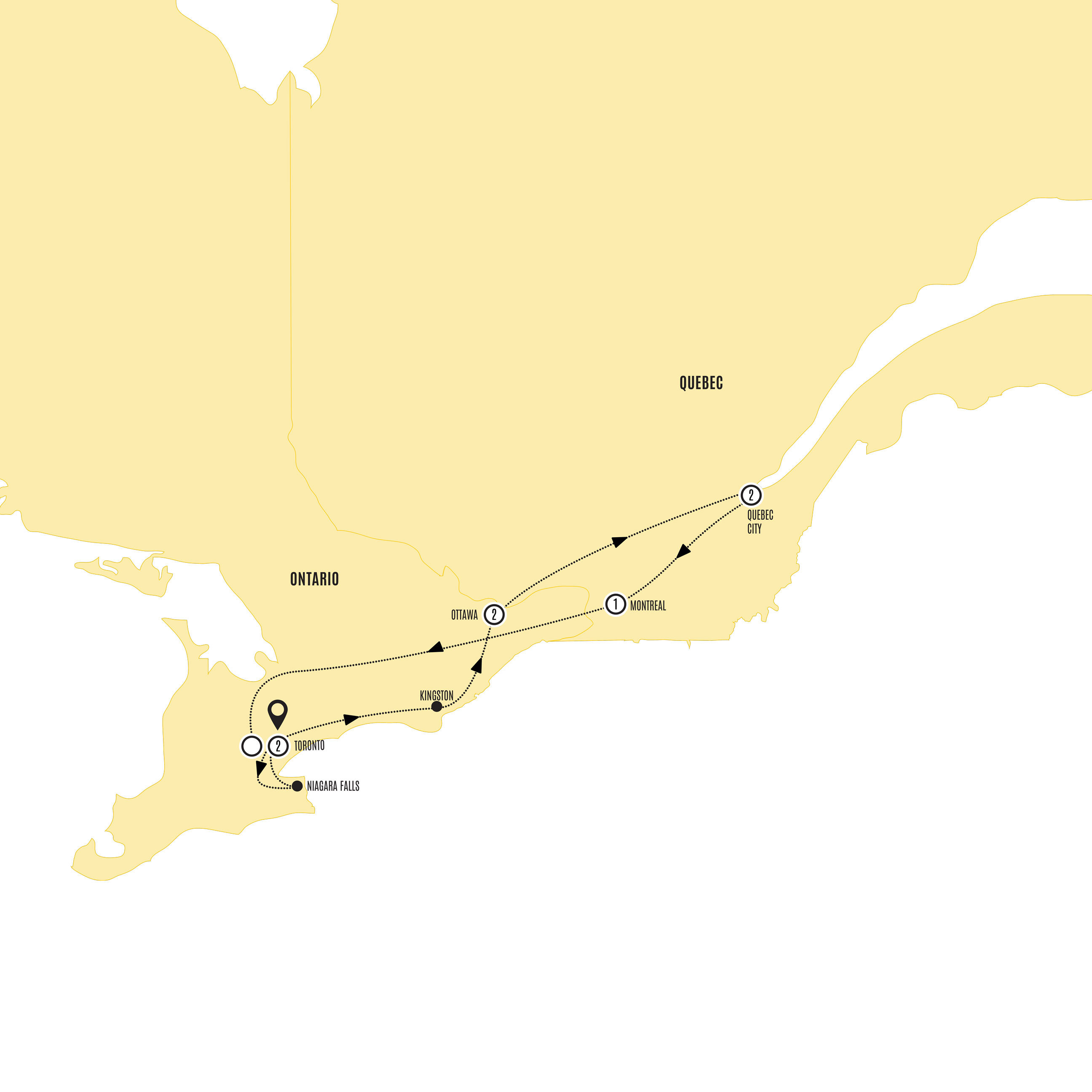 Essence Eastern Canada Toronto Toronto Guided Tour Map
