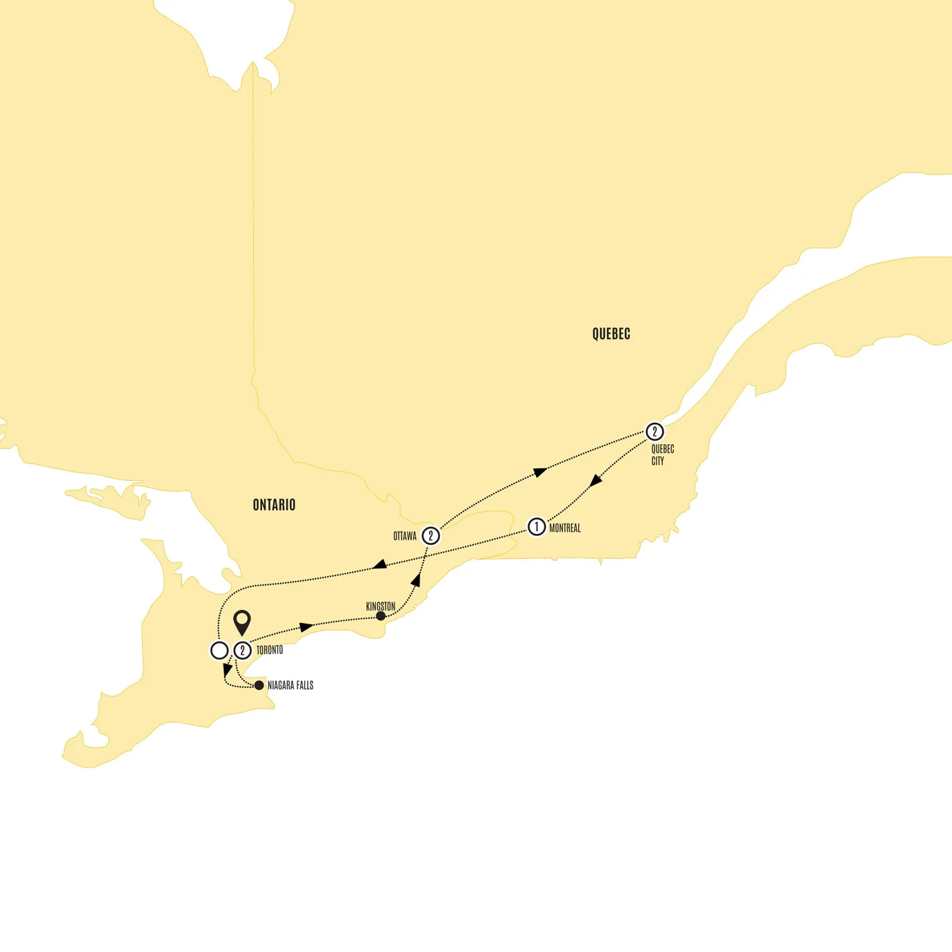 Essence Eastern Canada Toronto Toronto Guided Tour Map