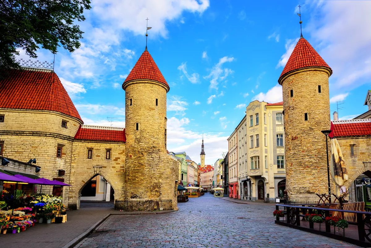 a view of tallin Viru Gate in Estonia